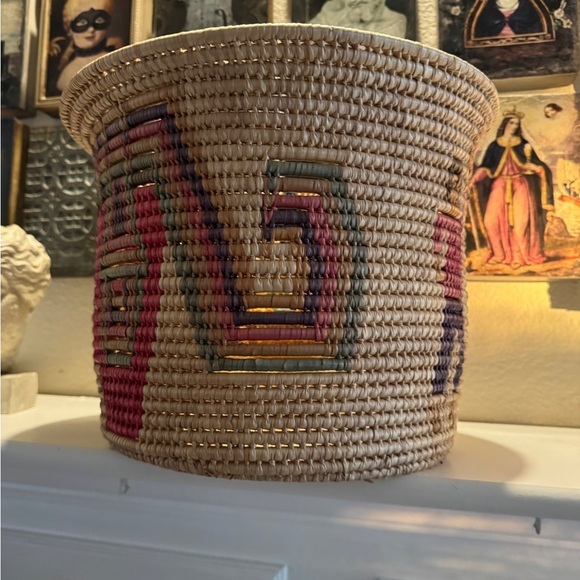 Handcrafted Multicolor Pictorial Woven Basket with Geometric‎ Patterns - Picture 5 of 10